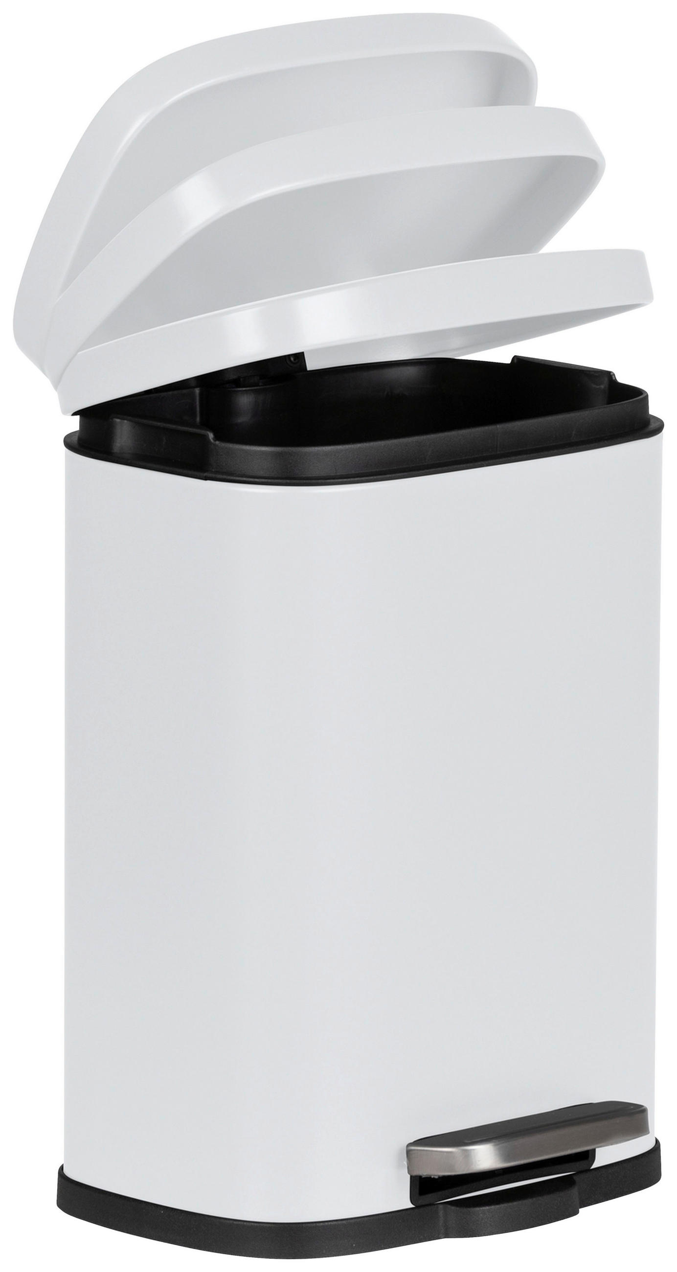 TRETEIMER LENO 5 L  - Schwarz/Weiß, Basics, Kunststoff/Metall (21,5/29,5/19cm) - Wenko