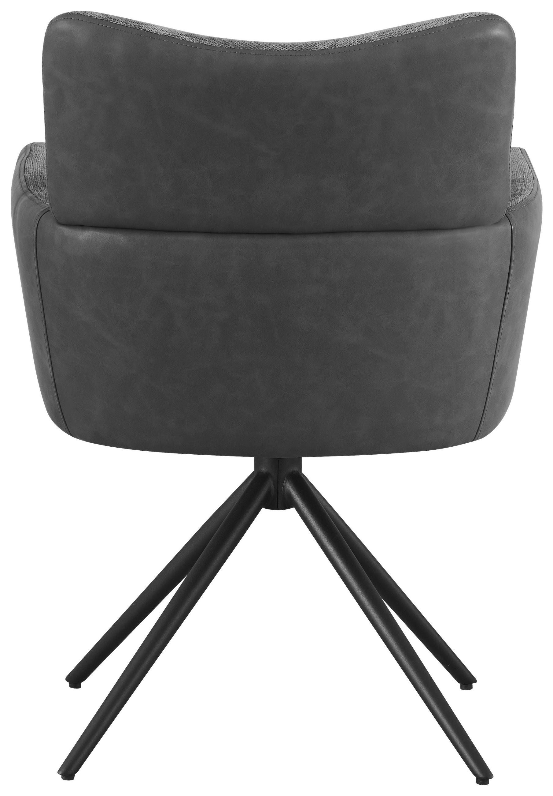 ARMLEHNSTUHL  in Eisen Lederlook, Webstoff  - Schwarz/Grau, KONVENTIONELL, Textil/Metall (58/84/64cm) - MID.YOU