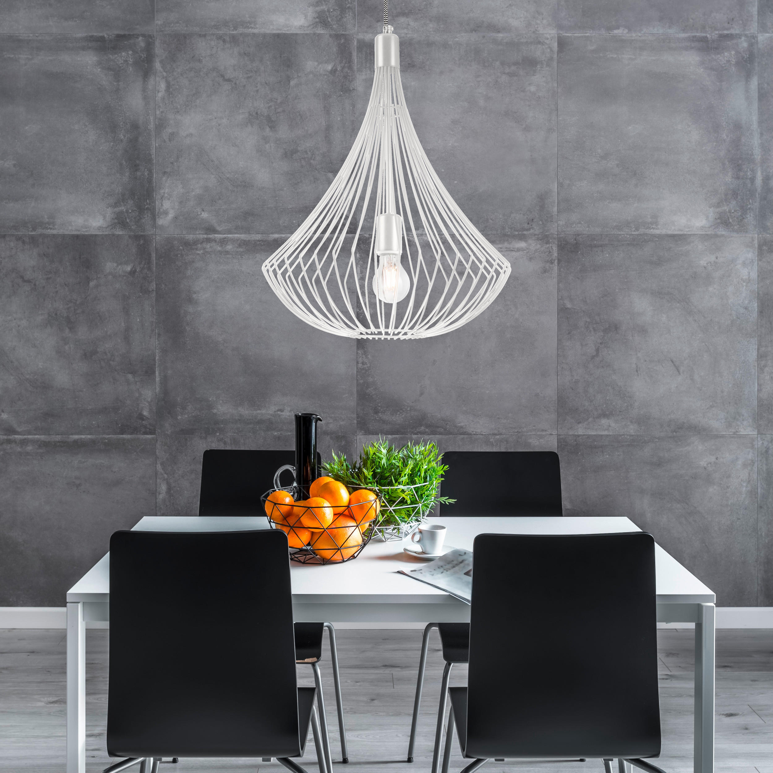HÄNGELEUCHTE 90/38/90 cm  - Weiß Hochglanz, Design, Metall (90/38/90cm)