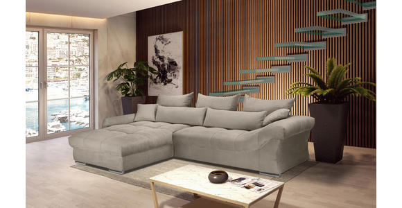 ECKSOFA Taupe Cord  - Taupe/Chromfarben, KONVENTIONELL, Textil/Metall (225/335cm) - Carryhome