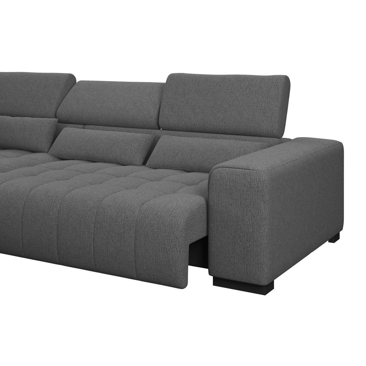 ECKSOFA Chenille, Struktur Anthrazit  - Anthrazit/Schwarz, Trend, Holz/Textil (226/311cm) - MID.YOU