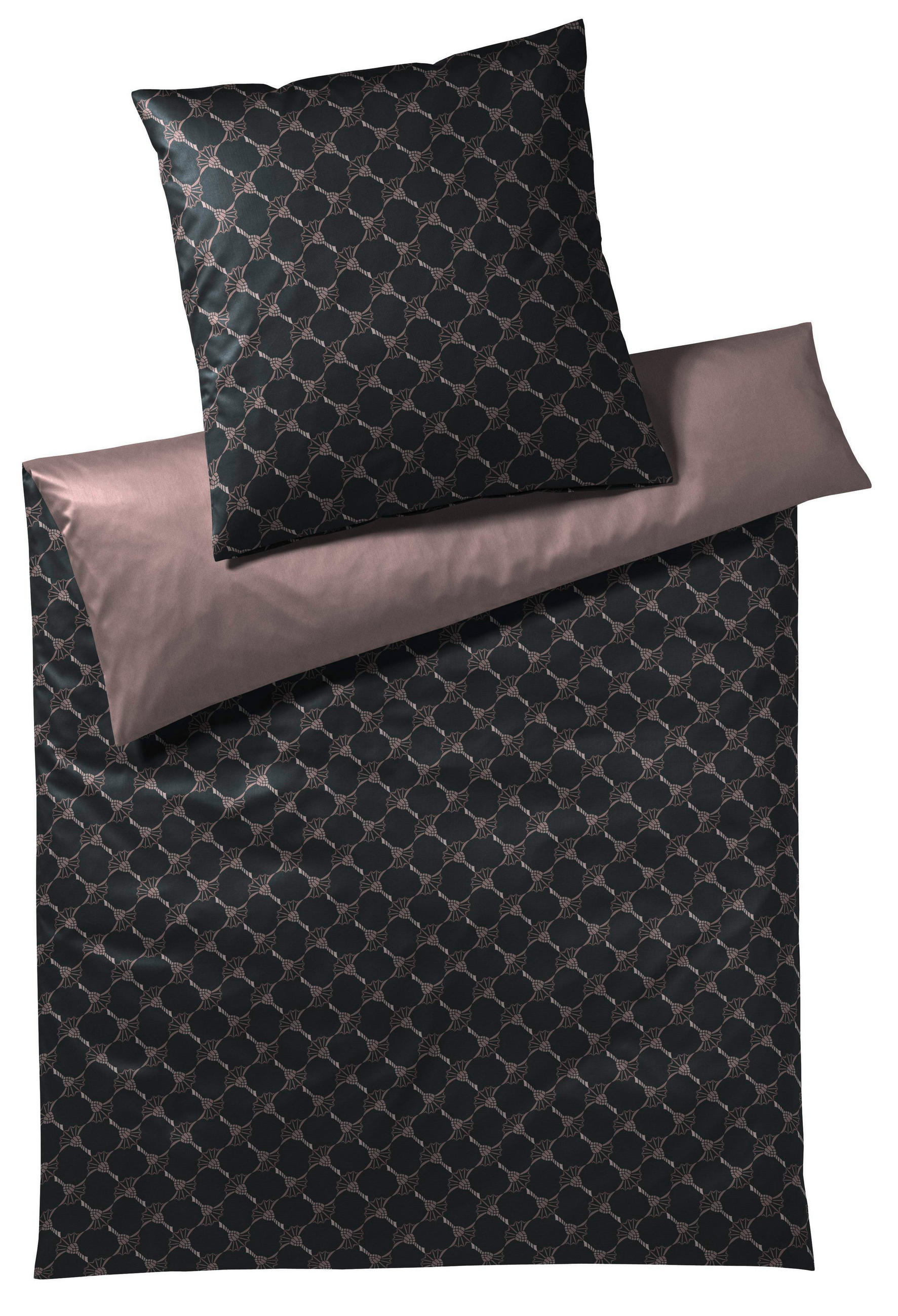 OBOJESTRANSKA POSTELJNINA CORNFLOWER DOUBLE 140/200 cm mako saten antracit, črna - črna/antracit, Konvencionalno, tekstil (140/200cm) - Joop!