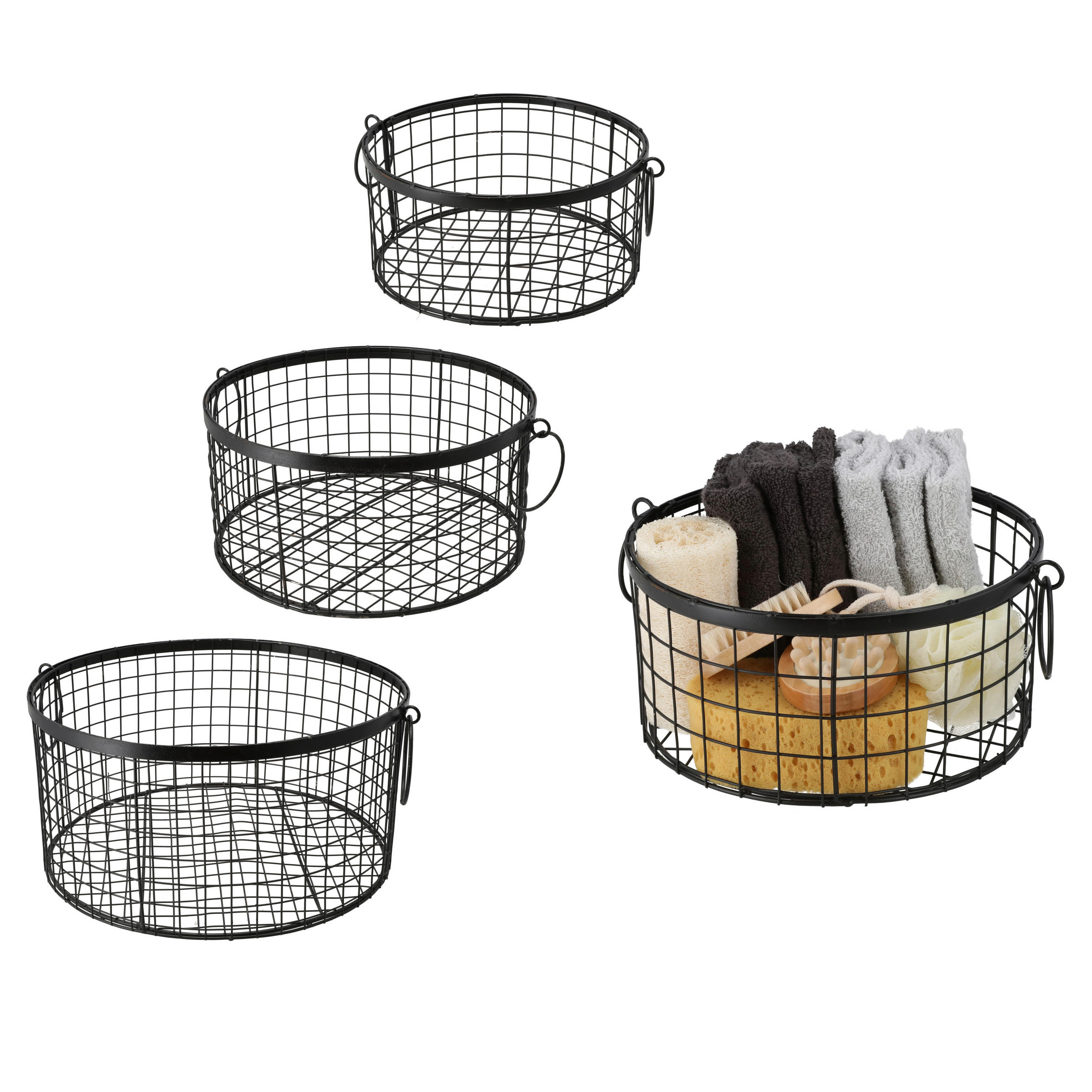 KORBSET 3-teilig  - Schwarz, Basics, Metall