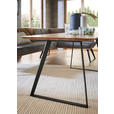 ESSTISCH Wildeiche massiv rechteckig Schwarz, Eichefarben  - Eichefarben/Schwarz, Design, Holz/Metall (140/90/76cm) - Voleo