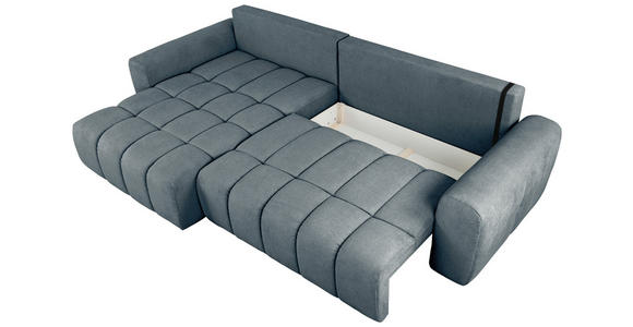 ECKSOFA in Velours Blau  - Blau/Schwarz, KONVENTIONELL, Kunststoff/Textil (168/298cm) - Carryhome