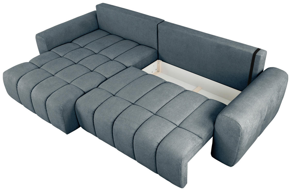ECKSOFA in Velours Blau  - Blau/Schwarz, Konventionell, Kunststoff/Textil (168/298cm) - Carryhome