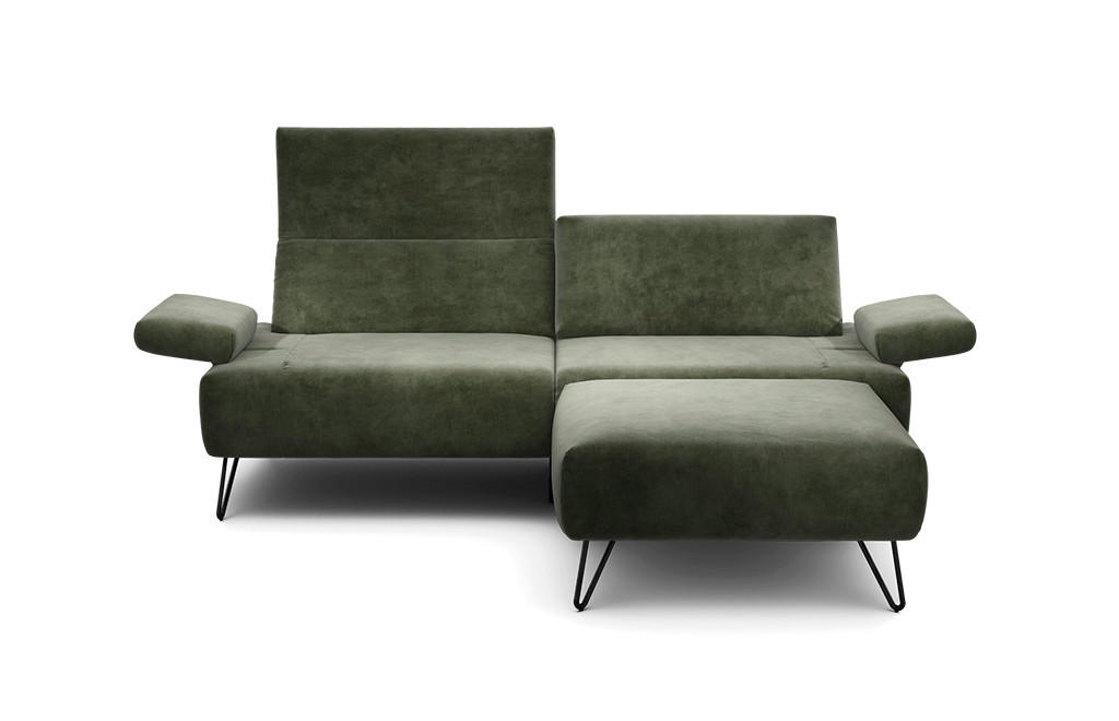 2,5-SITZER Samt Waldgrün  - Waldgrün/Schwarz, Design, Textil/Metall (204-234/85/86-94cm) - SENSOO