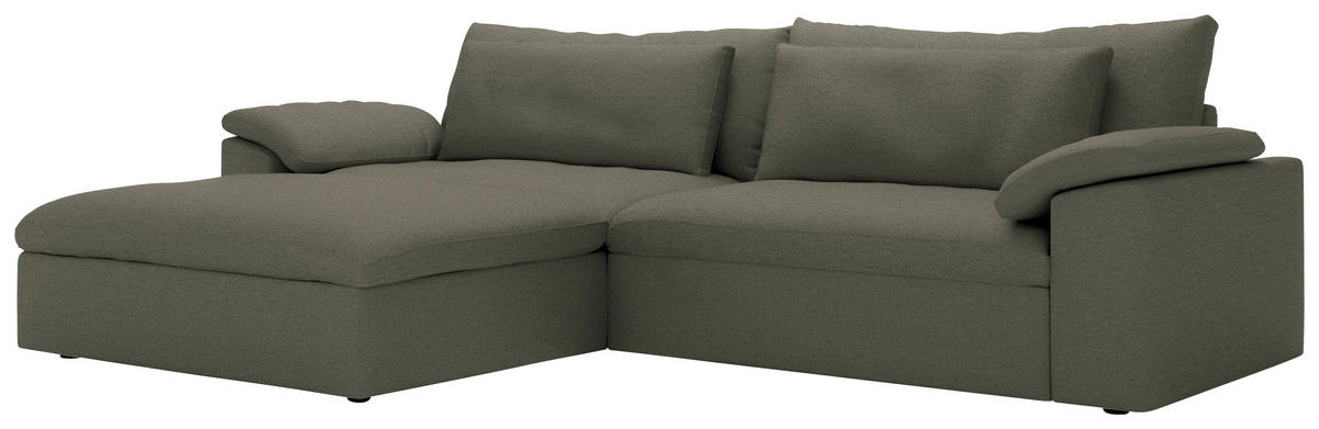 ECKSOFA Flachgewebe Grau  - Schwarz/Grau, Modern, Kunststoff/Textil (198/306cm) - Carryhome