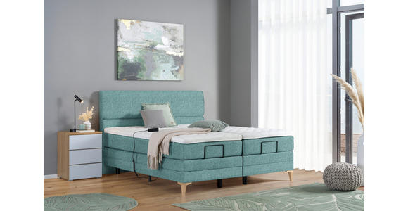 BOXSPRINGBETT 180/200 cm in Petrol - Eichefarben/Petrol, KONVENTIONELL, Holz/Textil (180/200cm) - Voleo