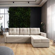 ECKSOFA Creme Samt  - Chromfarben/Creme, KONVENTIONELL, Kunststoff/Textil (233/140cm) - Carryhome