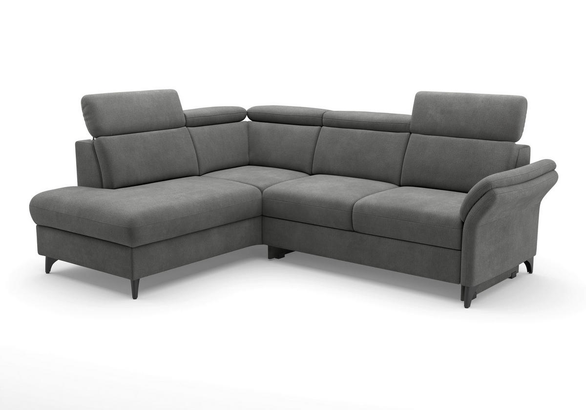 ECKSOFA Flachgewebe Grau  - Schwarz/Grau, Konventionell, Textil/Metall (193/247cm) - Sit & More