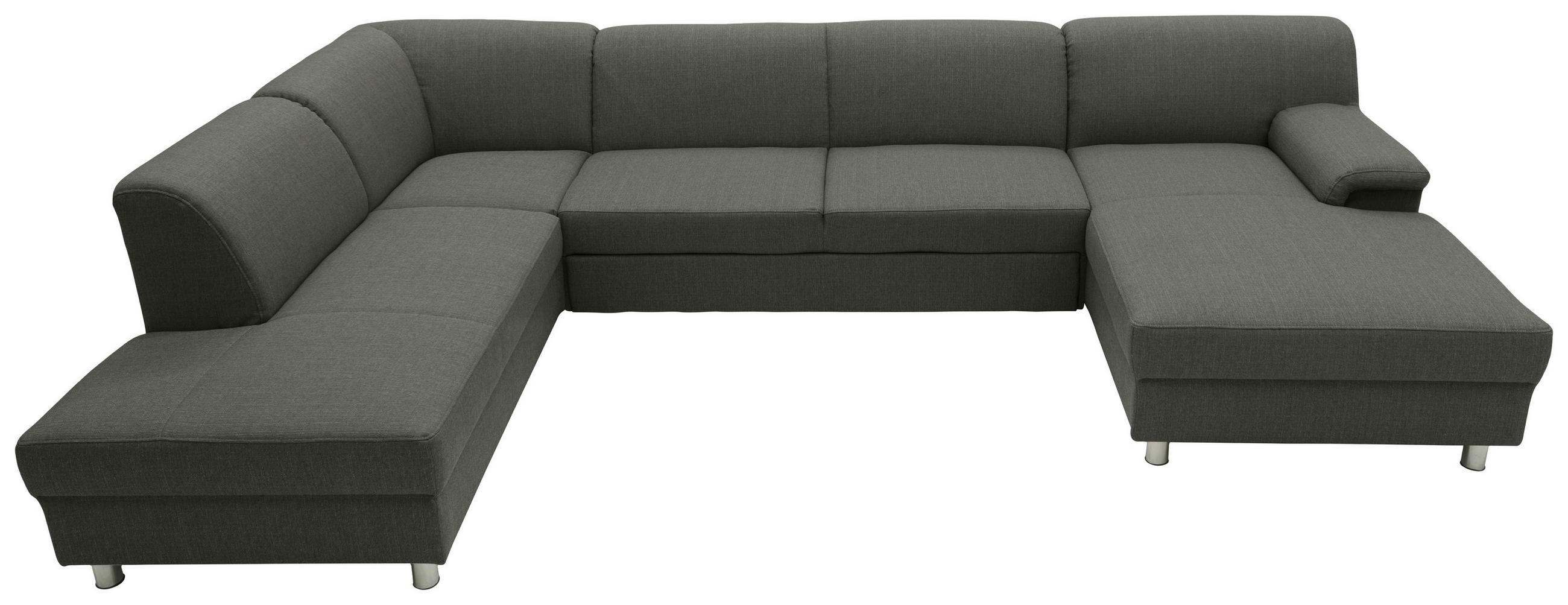 WOHNLANDSCHAFT Schlammfarben Webstoff - Chromfarben/Schlammfarben, KONVENTIONELL, Textil/Metall (194/308/150cm) - MID.YOU