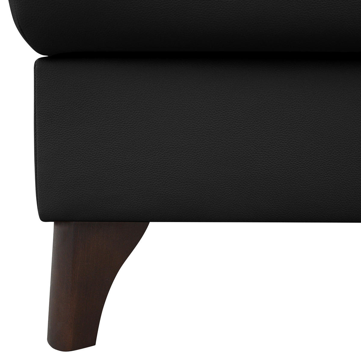 ECKSOFA in Lederlook Echtleder Schwarz  - Buchefarben/Schwarz, Design, Leder/Holz (238/168cm) - Livetastic