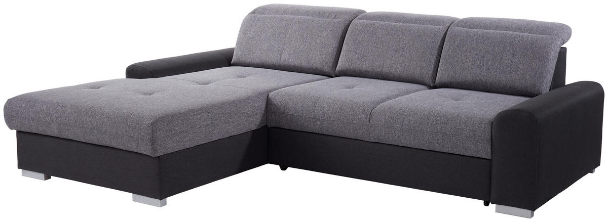 ECKSOFA in Webstoff Graphitfarben, Grau  - Silberfarben/Graphitfarben, Konventionell, Holz/Textil (203/286cm) - Livetastic