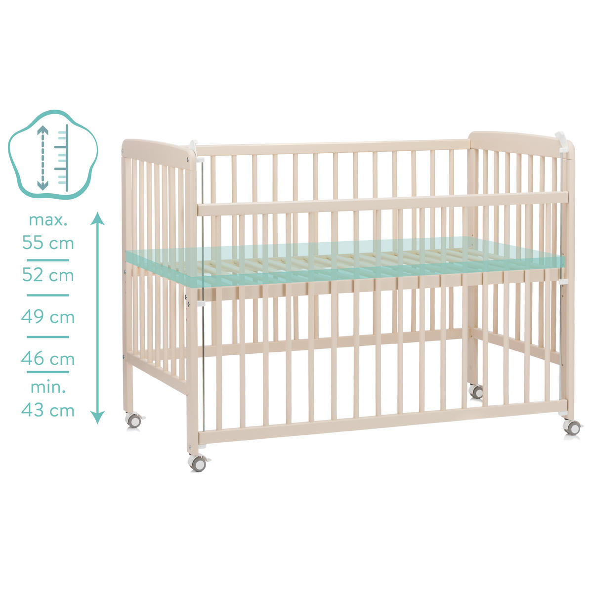 BEISTELLBETT Nena  125/63/91 cm  - Champagner, Basics, Holz (125/63/91cm) - Fillikid