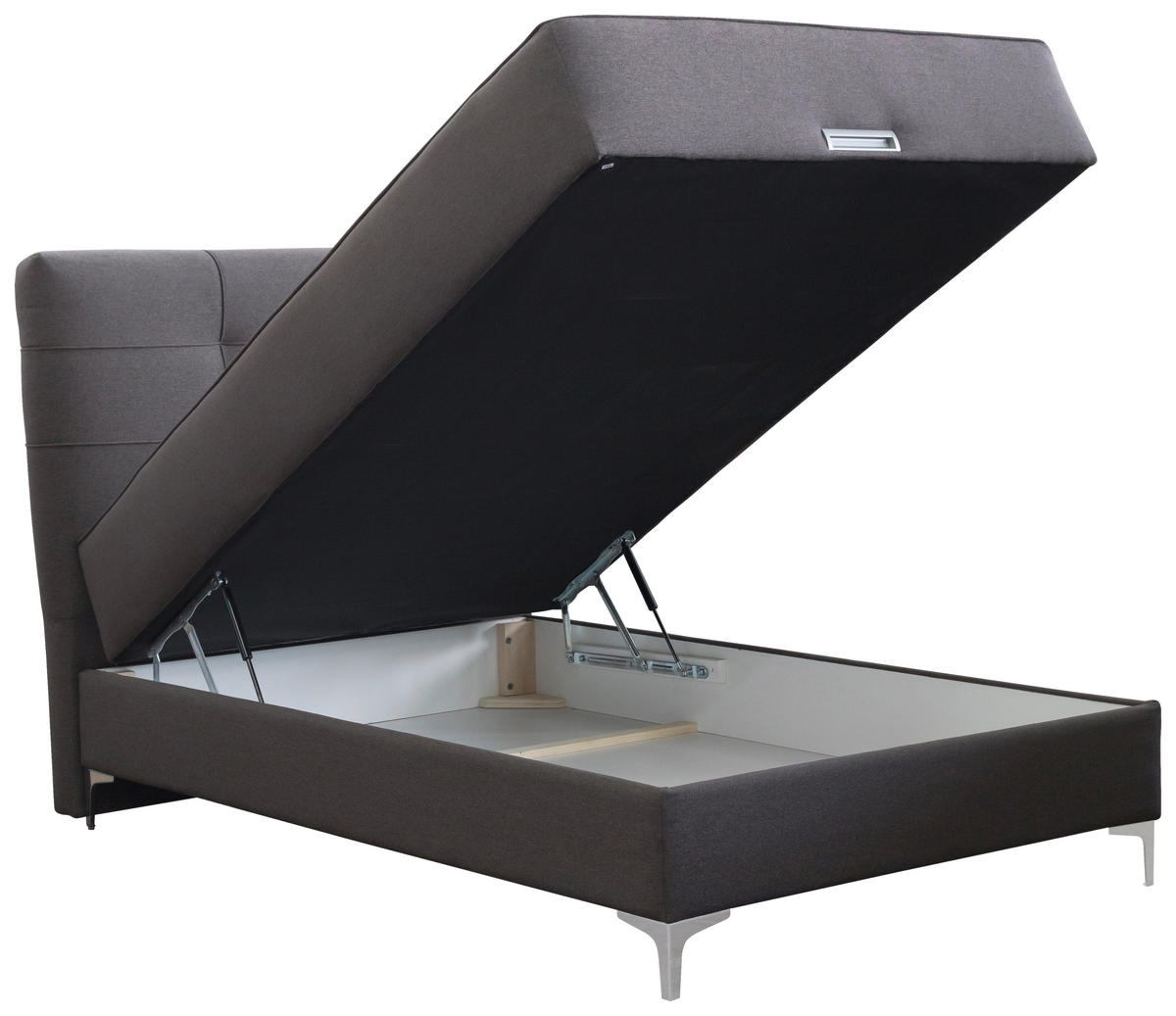 KÁRPITOZOTT ÁGY  szürkésbarna  - krómszínű/szürkésbarna, Basics, faalapú anyag/textil (122/134/217cm) - Hom`in