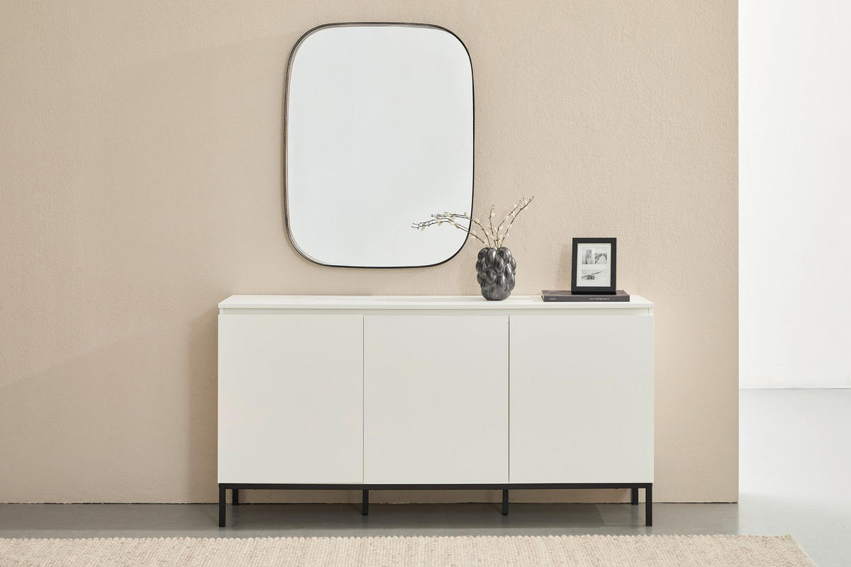 SIDEBOARD  in 150/77/35 cm  - Schwarz/Weiß, Design, Holzwerkstoff/Metall (150/77/35cm) - home24