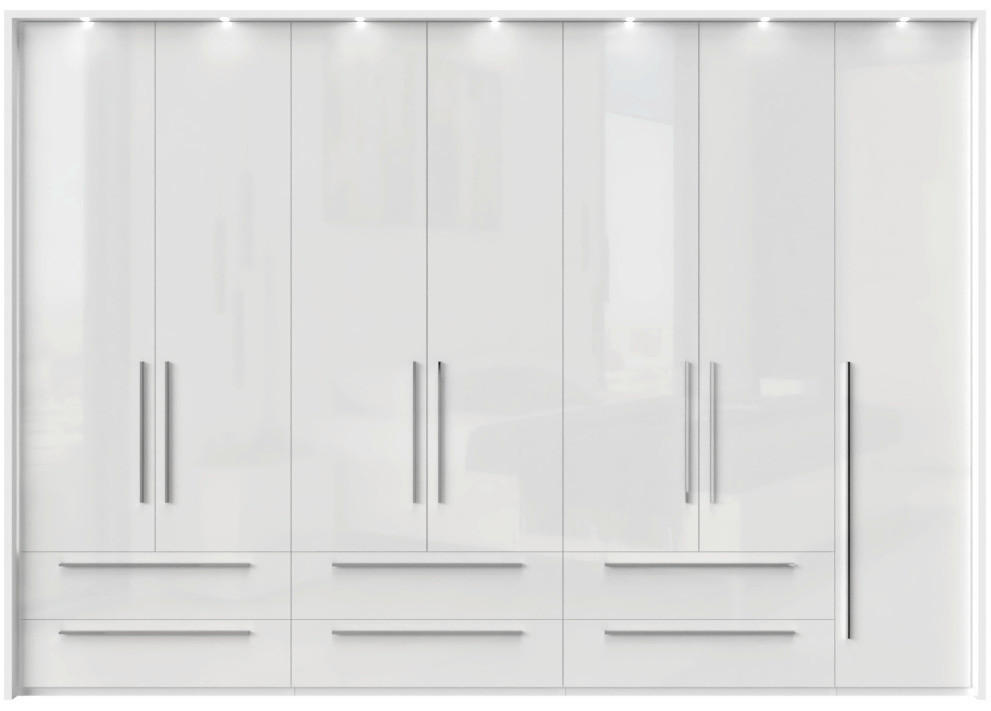 ORMAR SA KLASIČNIM VRATIMA bela visoki sjaj, bela  322/226/60 cm  - bela visoki sjaj/bela, Dizajnerski, pločasti materijal/plastika (322/226/60cm)