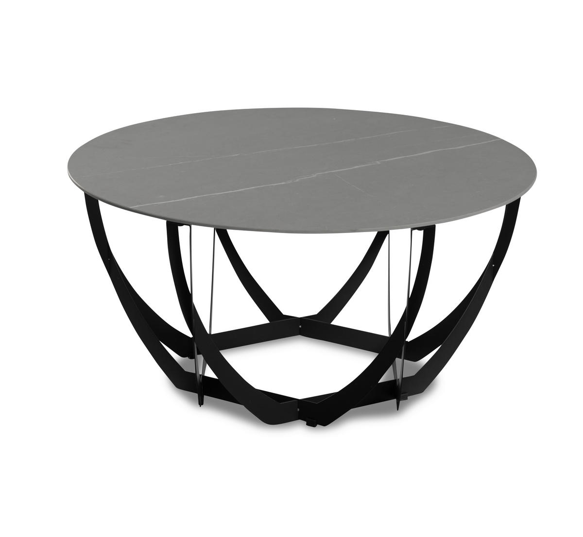 COUCHTISCH 80/80/40 cm rund Grau, Schwarz  - Schwarz/Grau, Basics, Stein/Metall (80/80/40cm) - Xora