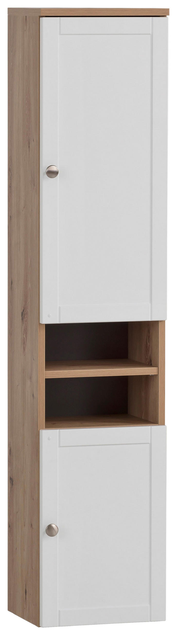 Stylife Midischrank Jesper Weiß, Nickel, Eiche Artisan 30.3x138.3x25.4 cm