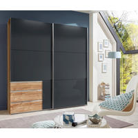 SCHWEBETÜRENSCHRANK in Grau, Eichefarben  - Chromfarben/Eichefarben, Modern, Holzwerkstoff (200/236/65cm) - MID.YOU