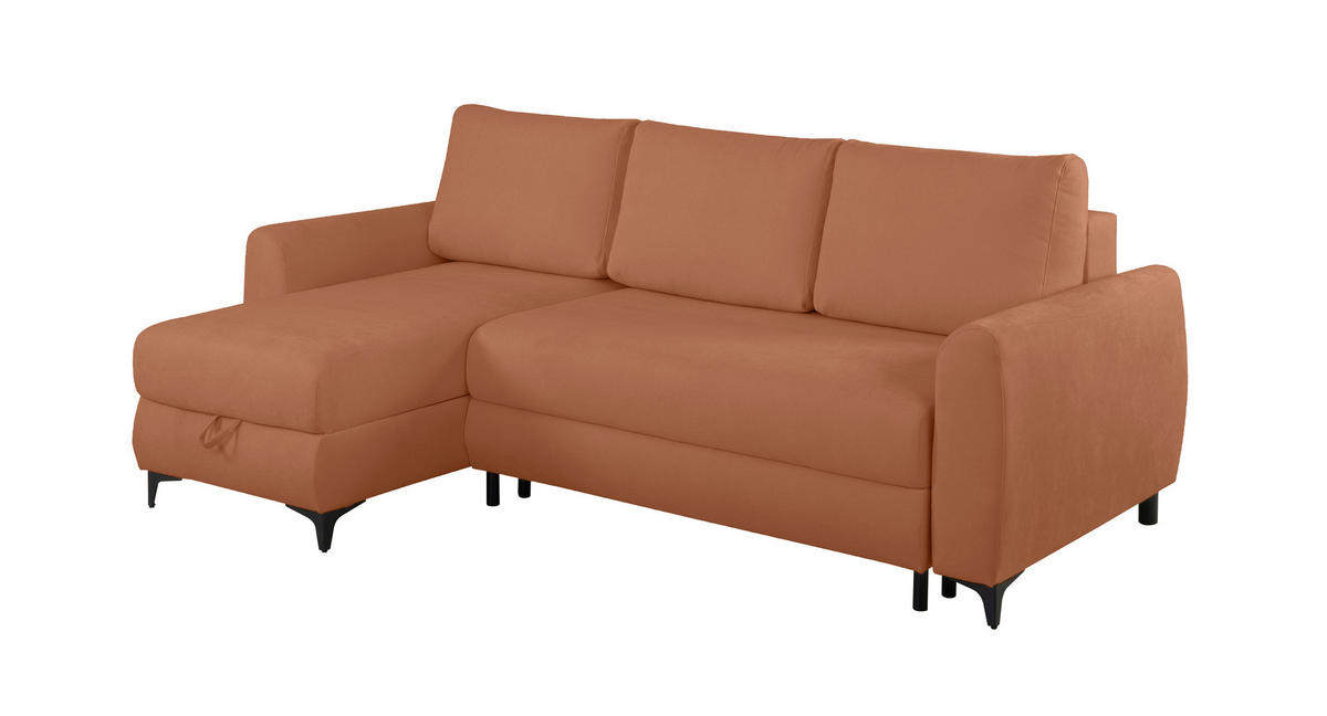 ECKSOFA Moli Rostfarben  - Rostfarben/Schwarz, Design, Textil/Metall (236/148cm) - MID.YOU