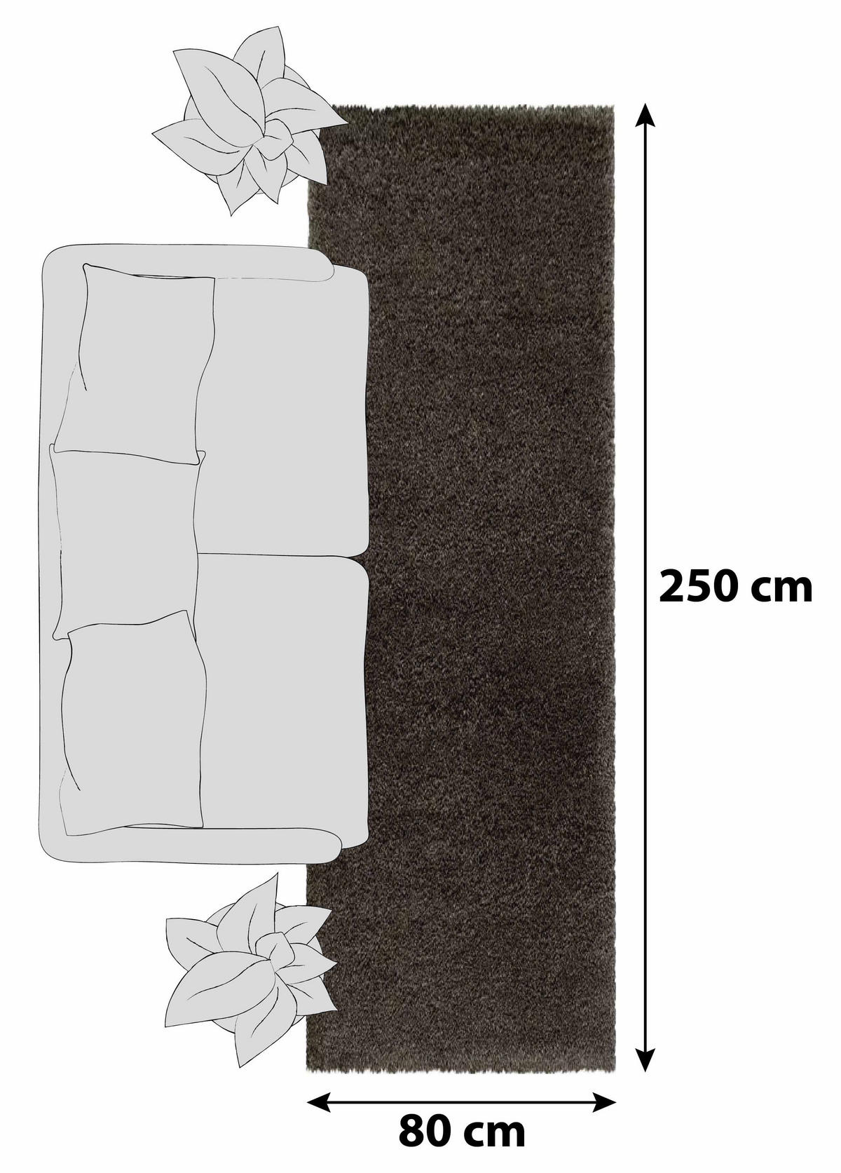 GOLVLÖPARE 80/250 cm Fluffy 3500 Braun  - brun, Basics, textil (80/250cm)