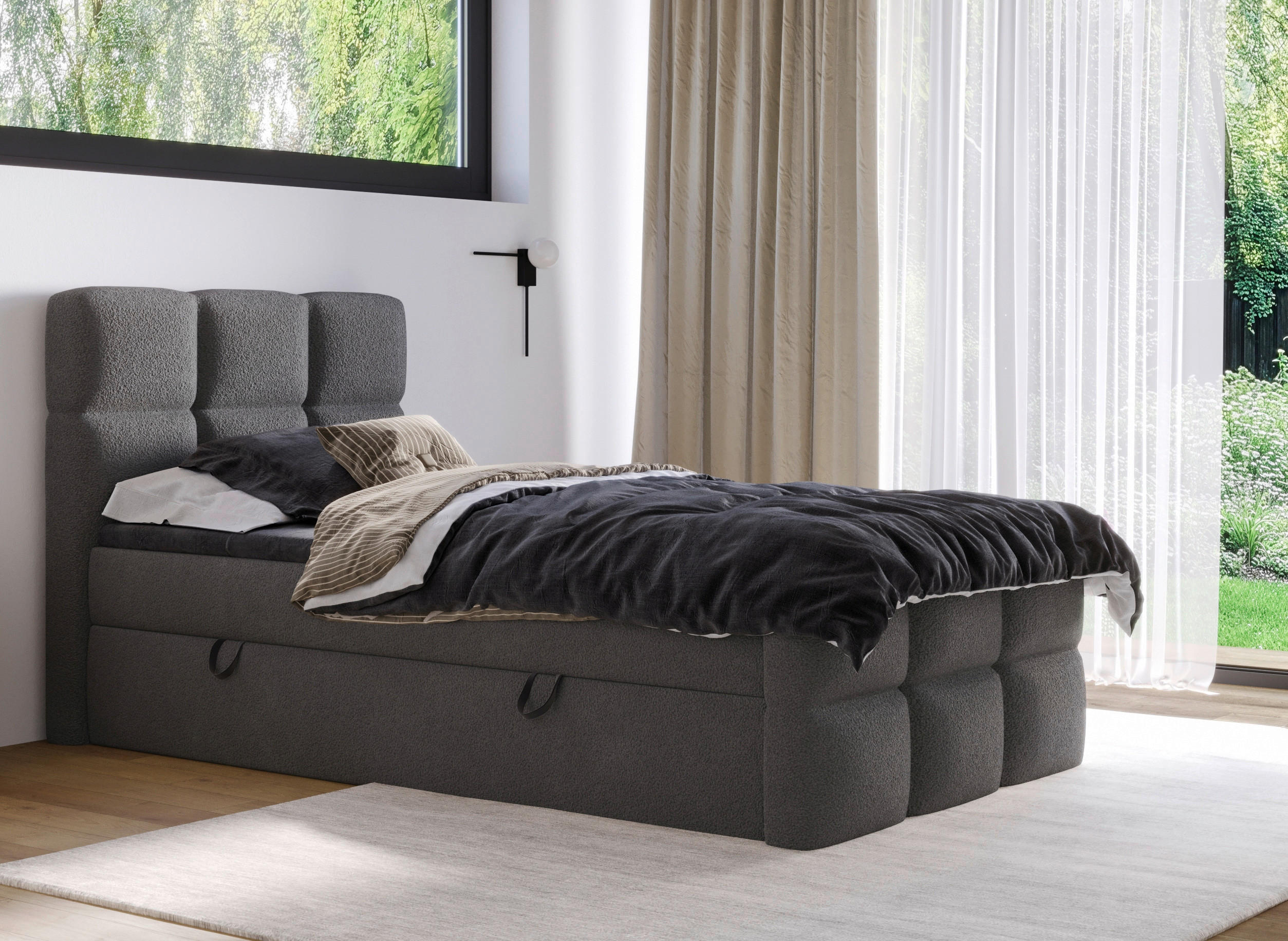BOXBETT 120/200 cm  in Dunkelgrau  - Dunkelgrau/Schwarz, Design, Holzwerkstoff/Kunststoff (120/200cm) - Xora