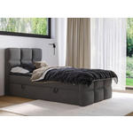 BOXBETT 120/200 cm,  in Dunkelgrau, gepolstertes Kopfteil, Bettkasten, Topper, H3 = fest  - Dunkelgrau/Schwarz, Design, Holzwerkstoff/Kunststoff (120/200cm) - Xora