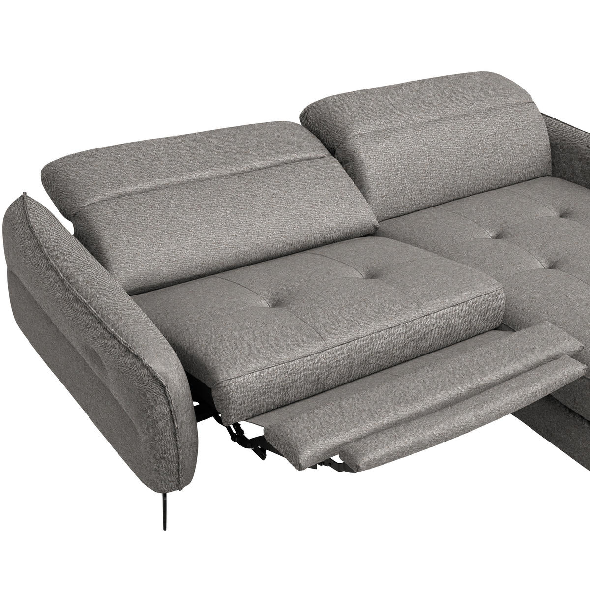 ECKSOFA Flachgewebe Greige  - Greige/Schwarz, Design, Textil/Metall (246/175cm) - Celina