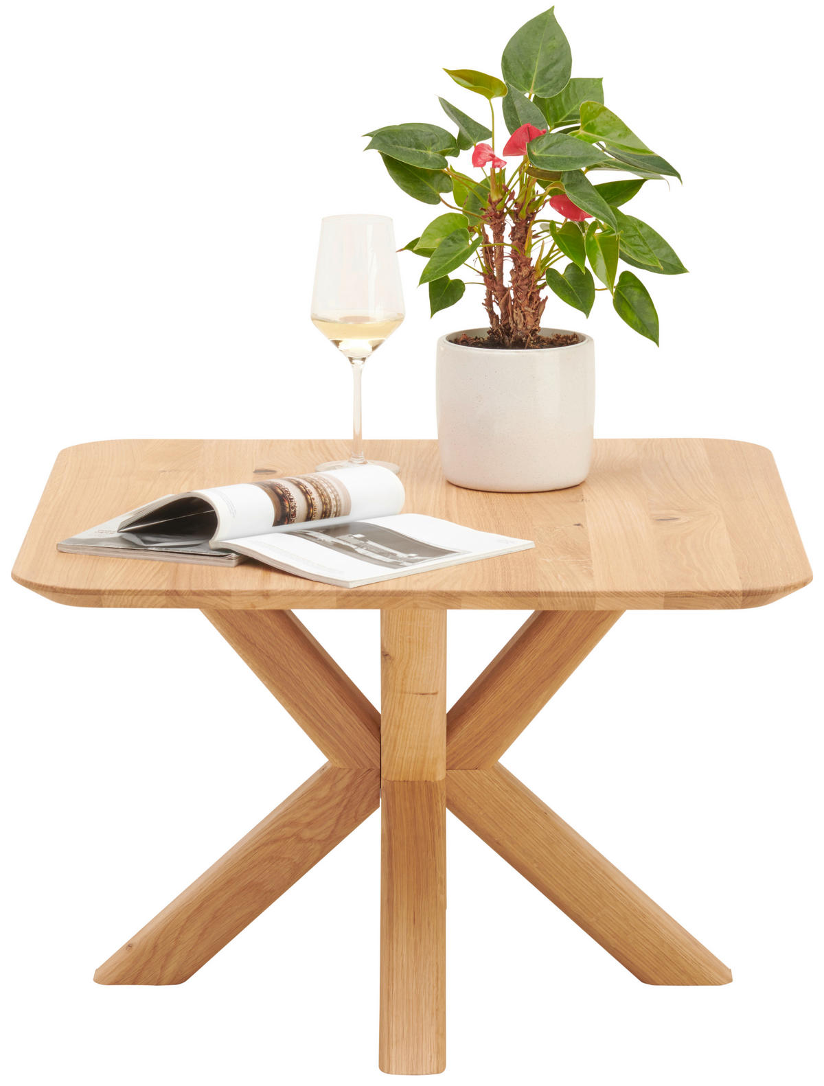 COUCHTISCH Eiche massiv 70/70/45 cm quadratisch Eichefarben  - Eichefarben, Natur, Holz (70/70/45cm) - Linea Natura
