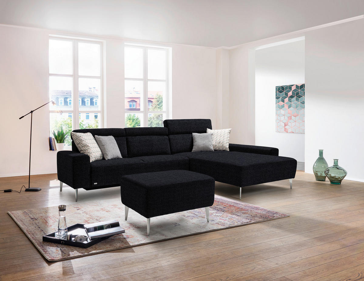 ECKSOFA in Webstoff Anthrazit  308/205 cm  - Anthrazit/Alufarben, Design, Textil (308/205cm) - Sedda