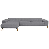 ECKSOFA Flachgewebe Grau  - Wildeiche/Grau, Design, Holz/Textil (193/334cm) - Niels Andersson