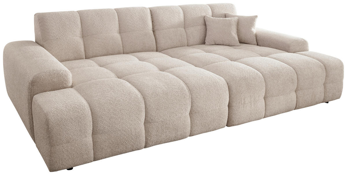 BIGSOFA in Bouclé Beige  - Beige/Schwarz, MODERN, Kunststoff/Textil (304/87/155cm) - Livetastic