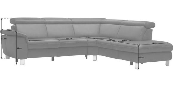 ECKSOFA in Flachgewebe, Mikrofaser Dunkelblau  271/239 cm  - Beige/Alufarben, Design, Textil/Metall (271/239cm) - Cantus