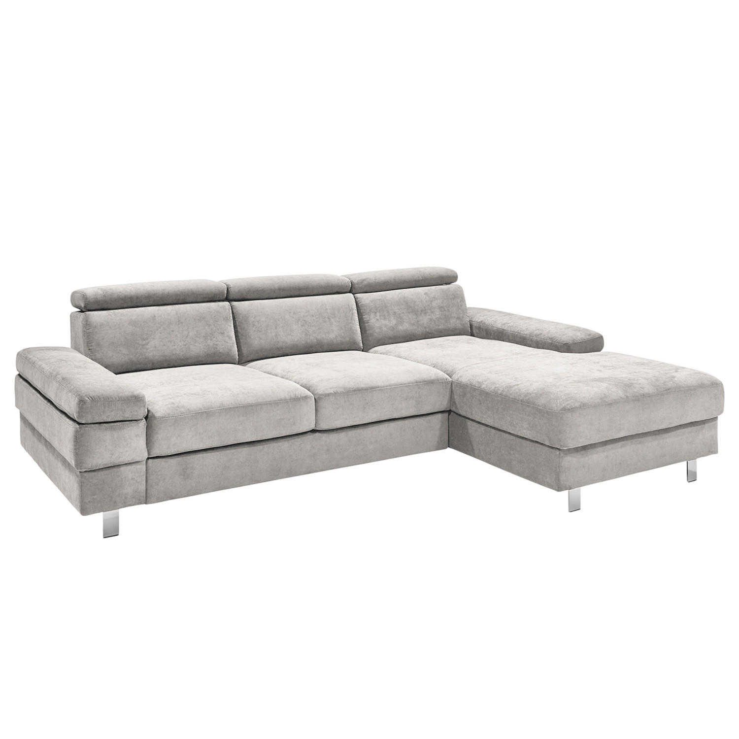 ECKSOFA in Webstoff Silberfarben  - Silberfarben, KONVENTIONELL, Textil/Metall (182/82/260cm) - Trendmanufaktur