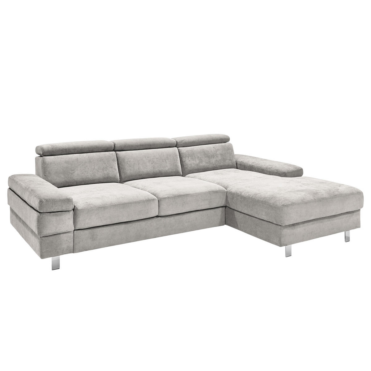 ECKSOFA in Webstoff Silberfarben  - Silberfarben, Konventionell, Textil/Metall (182/82/260cm) - Trendmanufaktur