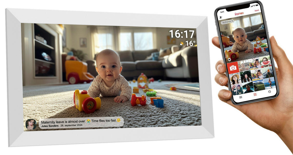 DIGITALER BILDERRAHMEN - Weiß, Design, Kunststoff (39,6/24,5/2,7cm) - DENVER