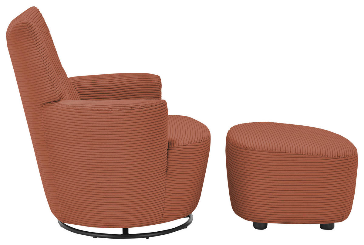 SESSEL Cord Orange    - Schwarz/Orange, Design, Textil/Metall (80/96/88cm) - SetOne by Musterring