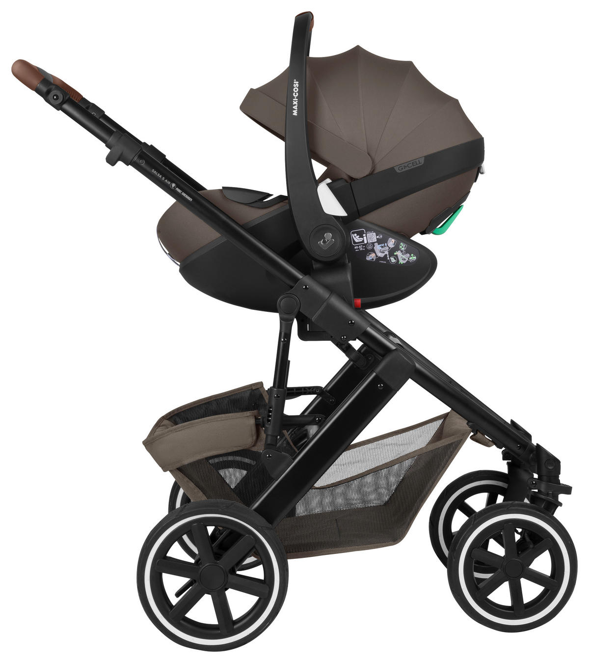 KINDERWAGENSET Salsa 5 Air All In One Set Maxi Cosi  - Sandfarben/Schwarz, Basics, Textil/Metall (95,5/63/118cm) - ABC Design