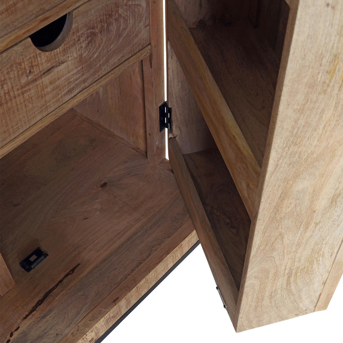 BAR Mangoholz massiv Naturfarben  - Schwarz/Naturfarben, Design, Holz/Metall (100-150/122/55cm) - Landscape