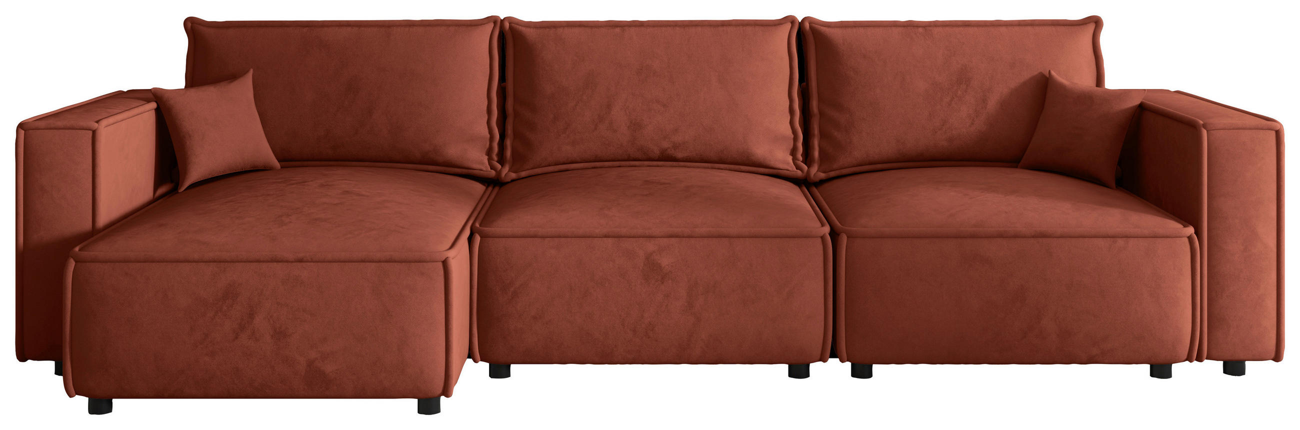 ECKSOFA Terracotta Webstoff Zierkissen, Rückenkissen, Rücken echt  - Terracotta/Schwarz, MODERN, Kunststoff/Textil (153/350cm) - Xora