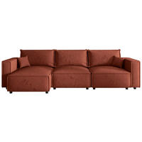 ECKSOFA Terracotta Webstoff Zierkissen, Rückenkissen, Rücken echt  - Terracotta/Schwarz, MODERN, Kunststoff/Textil (153/350cm) - Xora