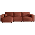 ECKSOFA Terracotta Webstoff Zierkissen, Rückenkissen, Rücken echt  - Terracotta/Schwarz, MODERN, Kunststoff/Textil (153/350cm) - Xora