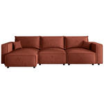 ECKSOFA Terracotta Webstoff Zierkissen, Rückenkissen, Rücken echt  - Terracotta/Schwarz, MODERN, Kunststoff/Textil (153/350cm) - Xora