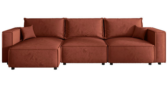 ECKSOFA Terracotta Webstoff Zierkissen, Rückenkissen, Rücken echt  - Terracotta/Schwarz, MODERN, Kunststoff/Textil (153/350cm) - Xora