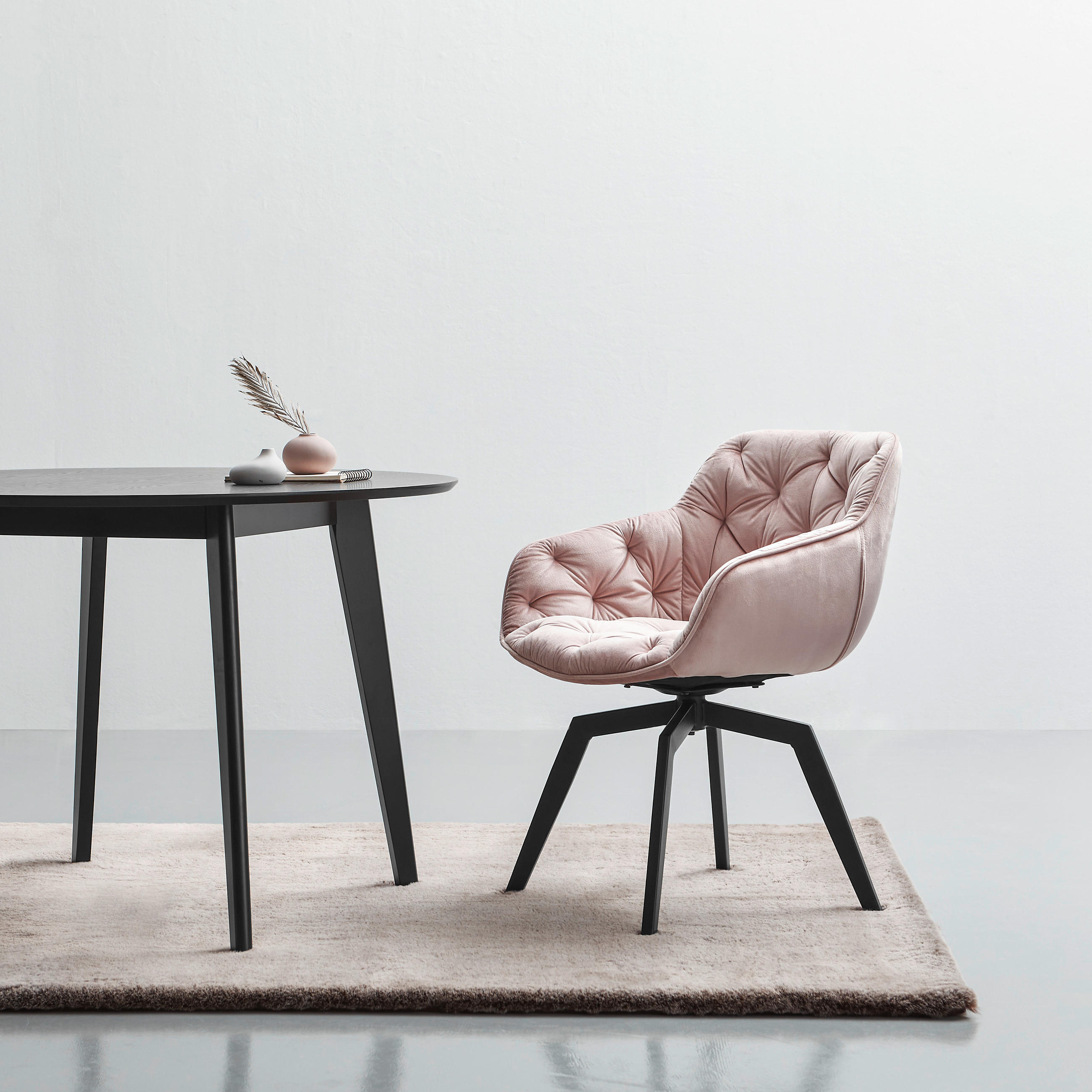 ARMLEHNSTUHL  in Eisen Samt  - Schwarz/Rosa, MODERN, Holz/Textil (58/83/63cm) - Livetastic