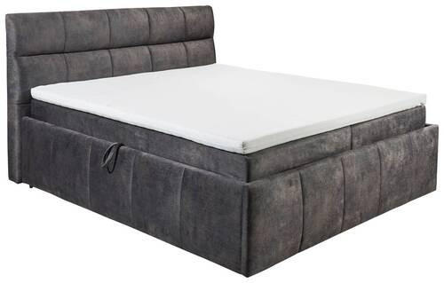 BOXBETT  in Dunkelgrau  - Dunkelgrau/Schwarz, KONVENTIONELL, Kunststoff/Textil (180/200cm) - Modante