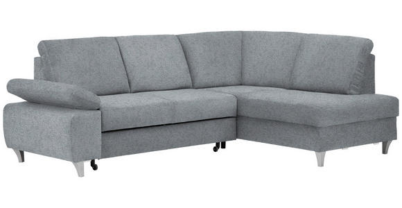 ECKSOFA in Flachgewebe Hellgrau  - Silberfarben/Hellgrau, KONVENTIONELL, Holz/Textil (255/186cm) - Cantus