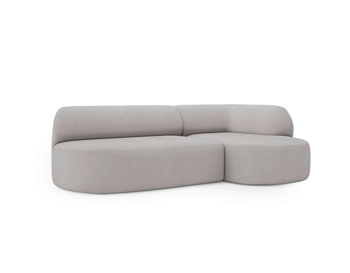 ECKSOFA LEILA in Chenille Hellgrau  218/156 cm  - Hellgrau/Schwarz, Design, Kunststoff/Textil (218/156cm) - Livetastic